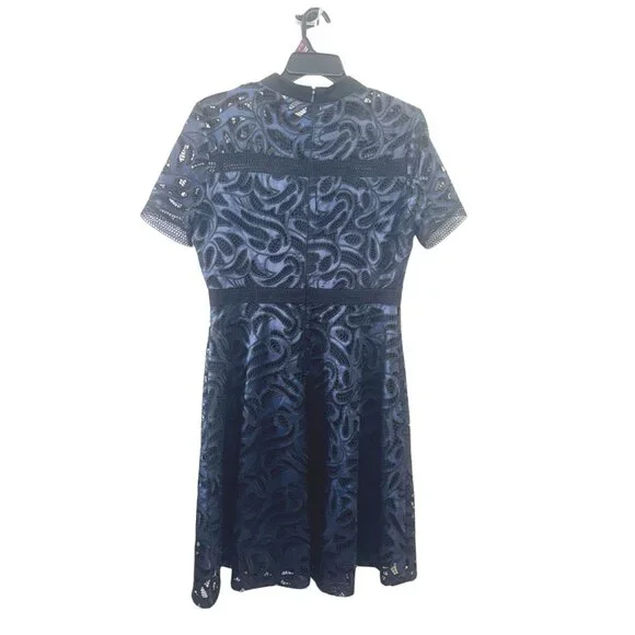 Antonio Melani Liva Black & Blue Lace Embroidered Fit & Flare Dress - Size 12 - Picture 2 of 16